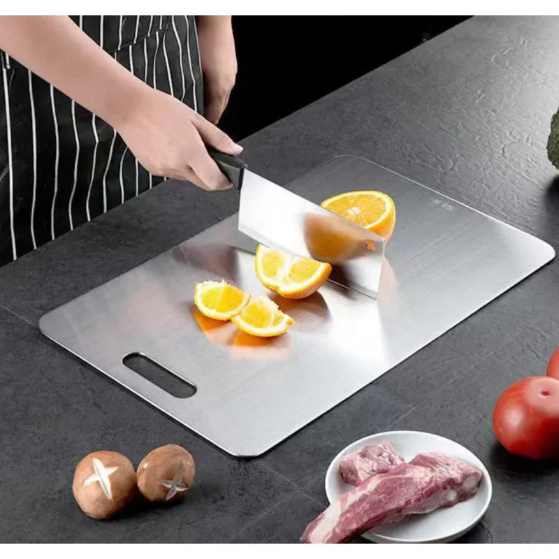 304 Stainless Steel Cutting Board | Antibacterial Kitchen Prep Stainless Steel Cutting Board QXL