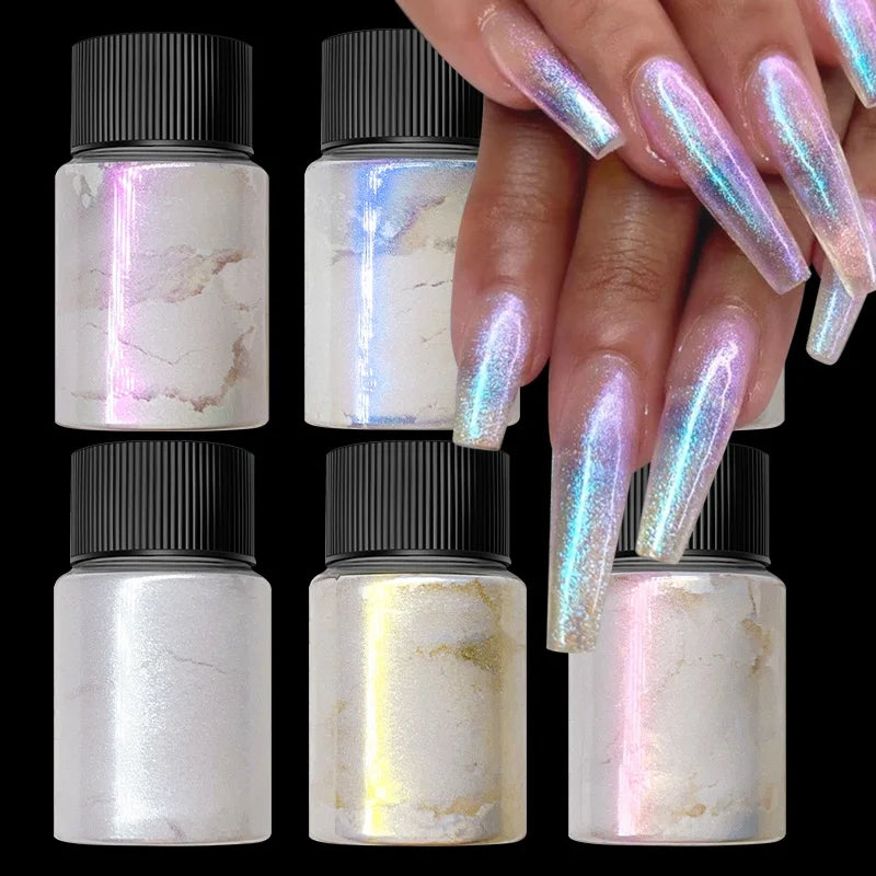 Cherry Pink Chrome Pearl Nail Powder | Mirror Aurora Effect 10g Chrome Nail Powder QXL