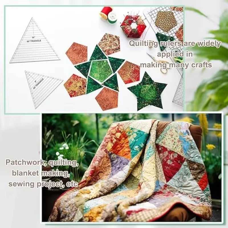 Acrylic Triangle Quilting Ruler | 60° Transparent Sewing Template Quilting Ruler Template QXL