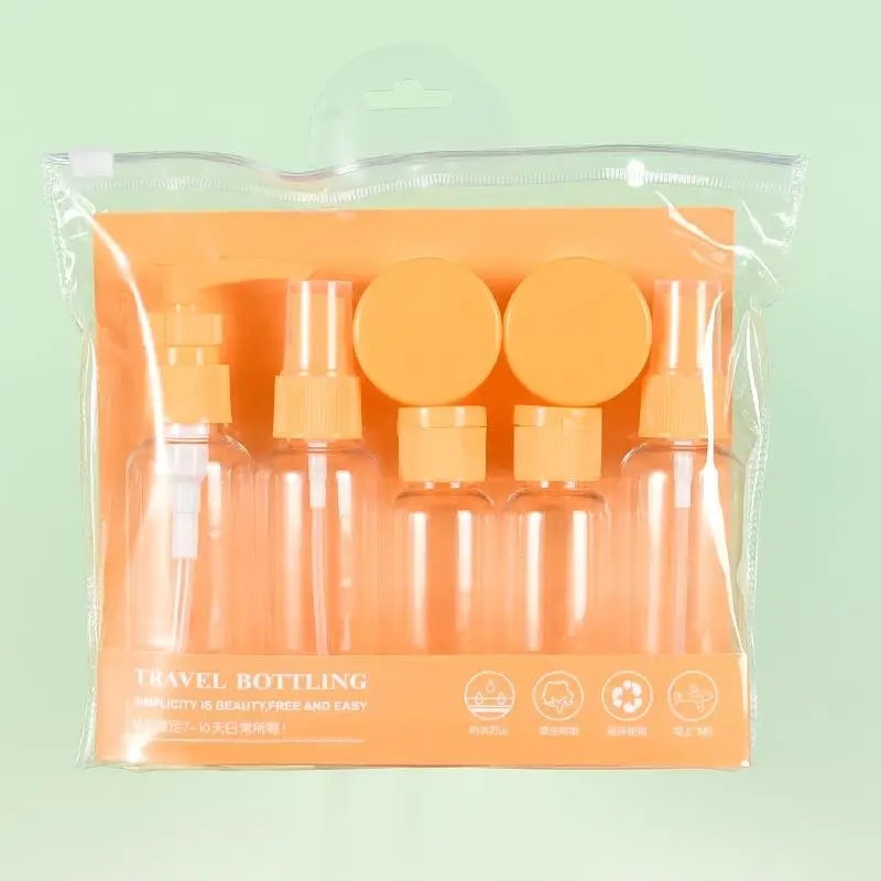 Travel Refillable Bottle Set | 8-Pc Leak-Proof Cosmetic Kit Travel Bottle Set QXL Orange