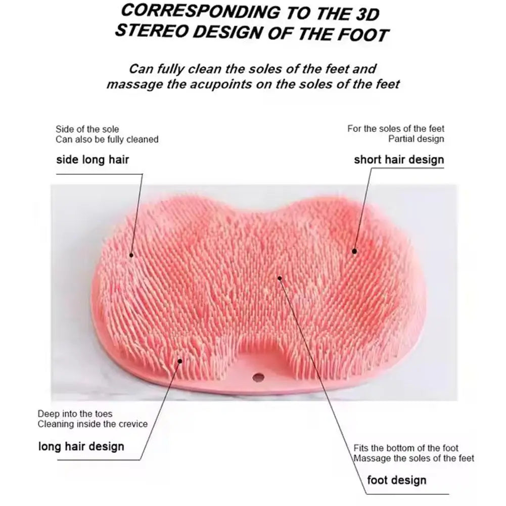 Silicone Foot Scrubber Mat with Suction Cups | Non-Slip Bath Pad Foot Scrubber Mat QXL