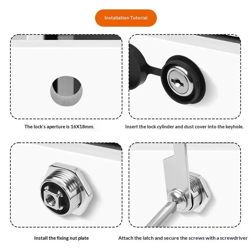 Zinc Alloy Cam Lock Waterproof Cover Cabinet Drawer & 2 Keys Cam Lock QXL
