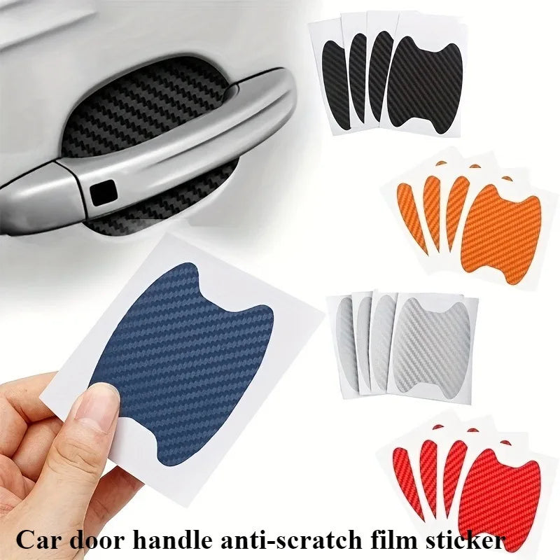 4-Pack Carbon Fiber Car Door Handle Scratch-Proof Film Car Door Protection Film QXL