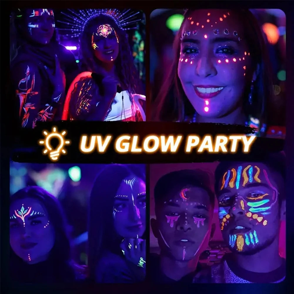 VERONNI 8-Color UV Glow Neon Face & Body Paint Palette UV Face Body Paint QXL