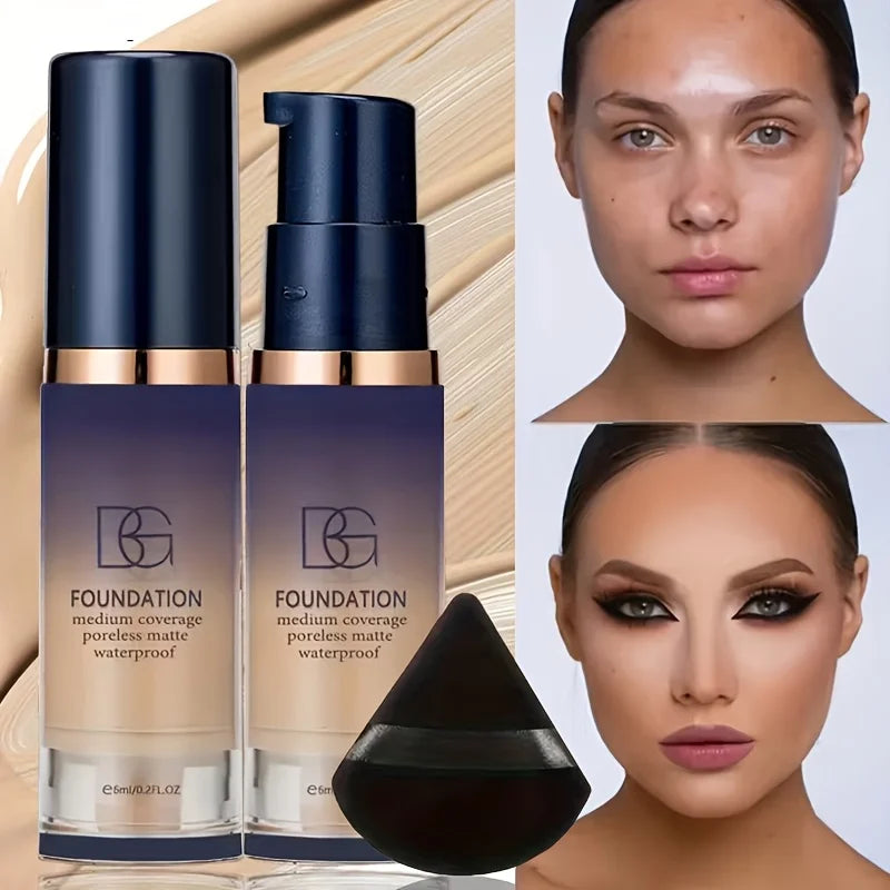 2-Pc Liquid Foundation & Powder Puff Makeup Set Foundation Makeup Set QXL