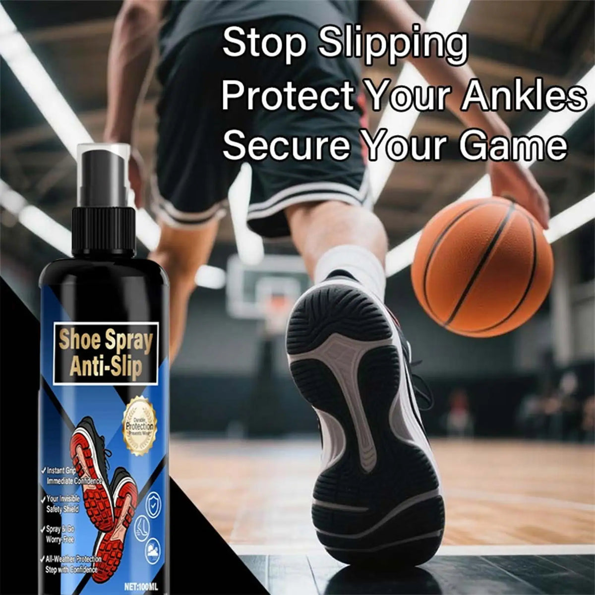 100ml Basketball Shoe Grip Spray | Traction & Sneaker Care Shoe Grip Spray QXL