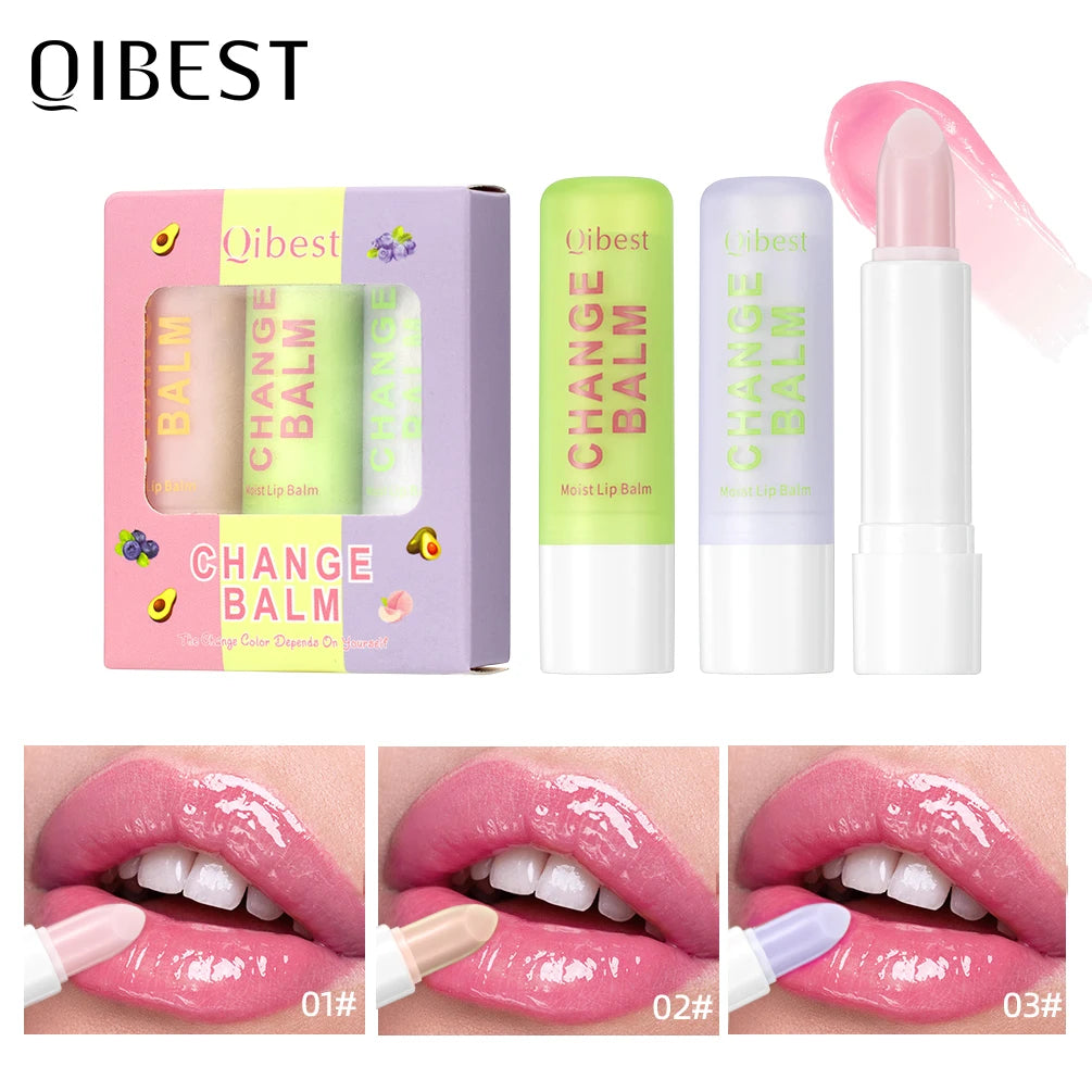 QiBest 3-Pc Color Changing Tinted Lip Balm Set | Moisturising Tinted Lip Balm Set QXL