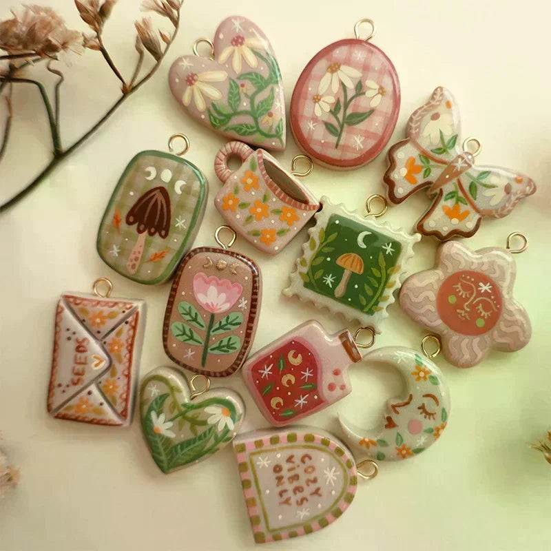 Bow Moon Drip Oil Copper Pendant | Colorful Plated Charm Fashion Jewelry Pendant QXL