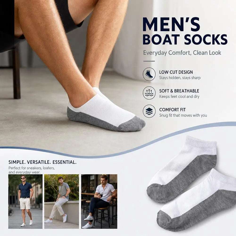 5-Pack Men's Low-Cut Ankle Socks | Breathable Polyester Men's Ankle Socks QXL