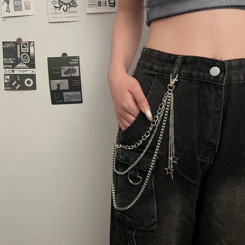 Star Tassel Metal Waist Chain | Pants Belt Chain Jewelry Waist Chain Jewelry QXL