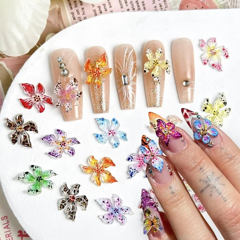 20-Pack 3D Flower Nail Charms & Rhinestone Gems | DIY Nail Art Nail Art Charms QXL