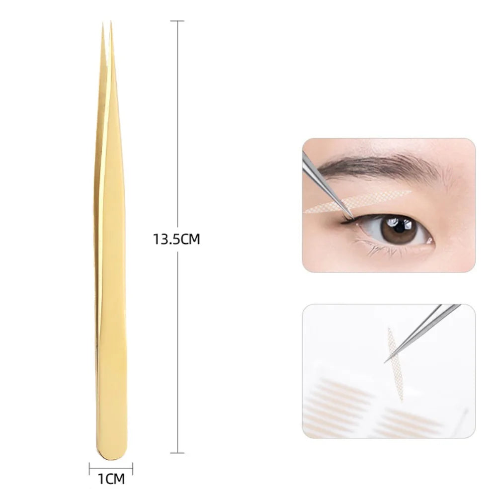 Gold Stainless Steel Lash Extension Tweezers – Curved & Straight Lash Extension Tweezers QXL E