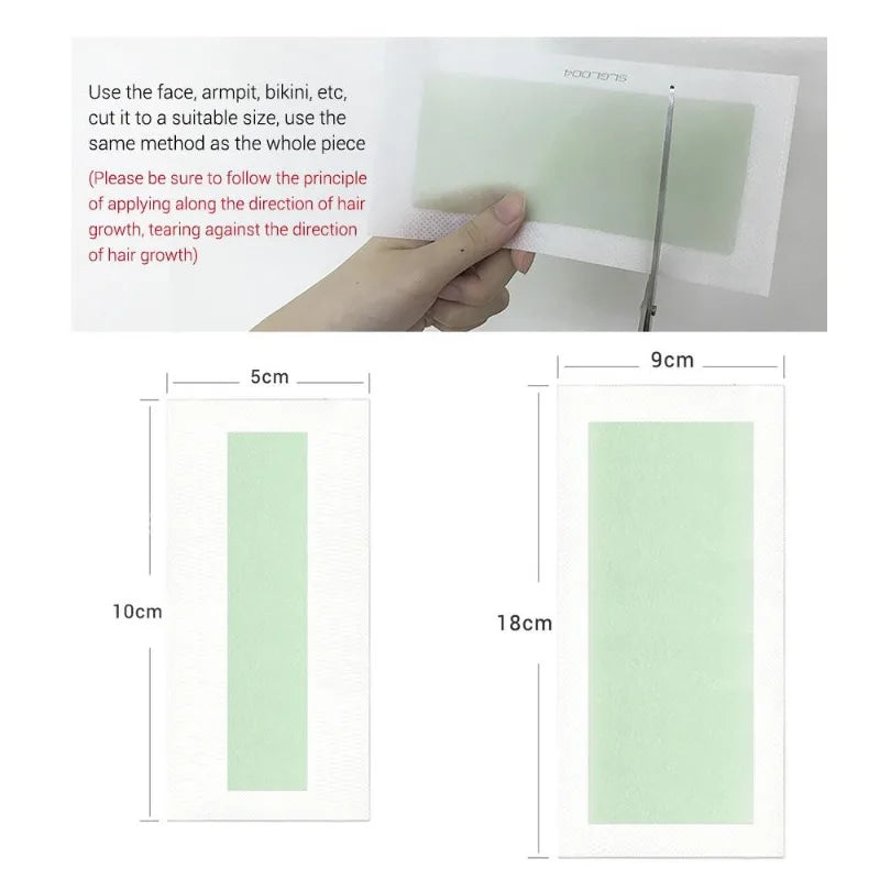 Aloe Cold Wax Strips 10-Pack | Body & Leg Hair Removal Cold Wax Strips QXL