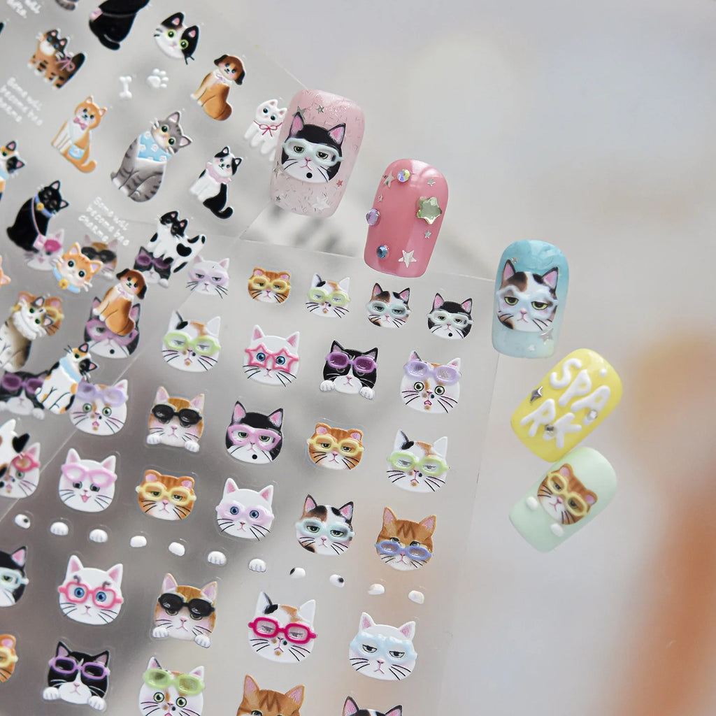 5D Cat & Dog Nail Stickers | Kitten Paw Print Decals Nail Art Stickers QXL