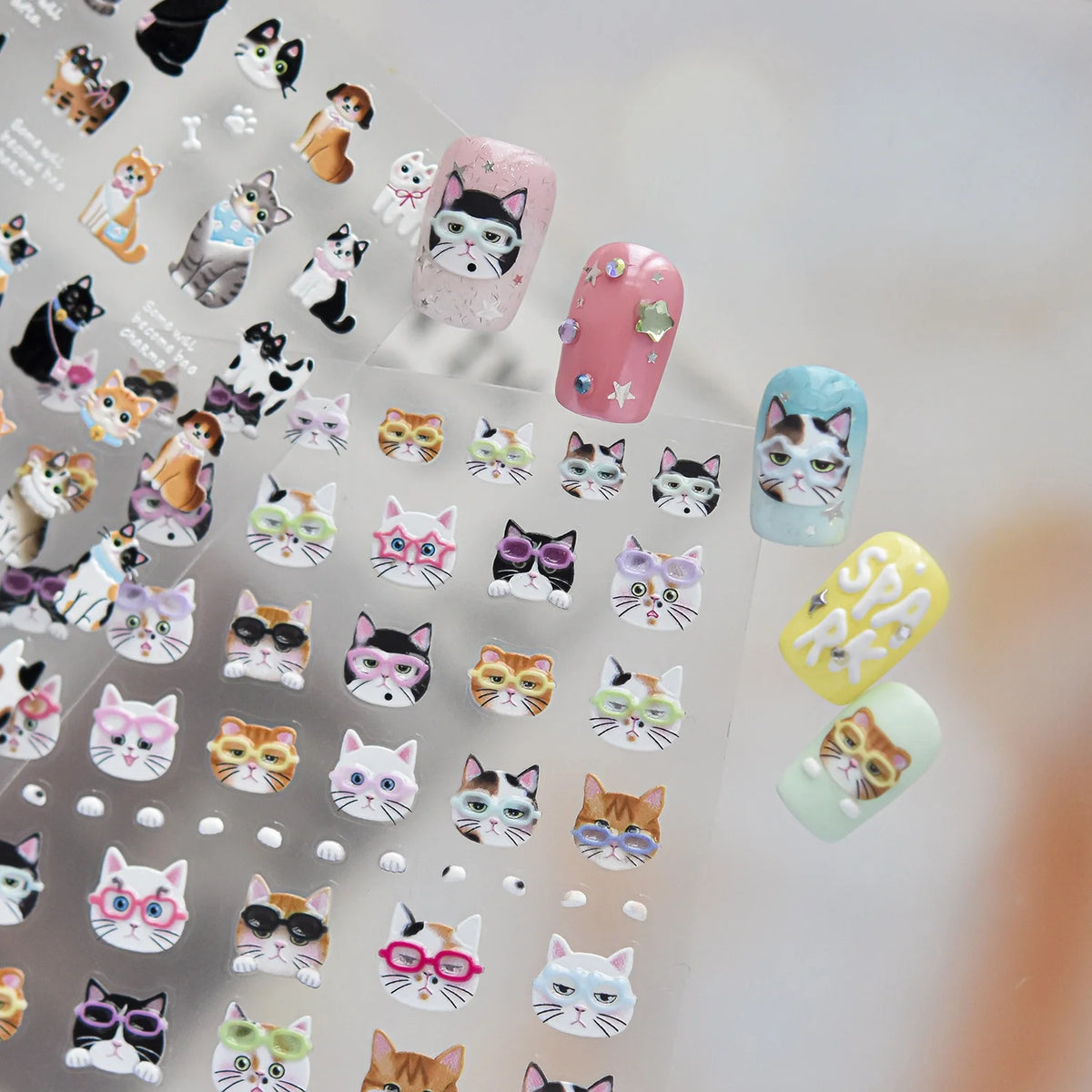 5D Cat & Dog Nail Stickers | Kitten Paw Print Decals Nail Art Stickers QXL