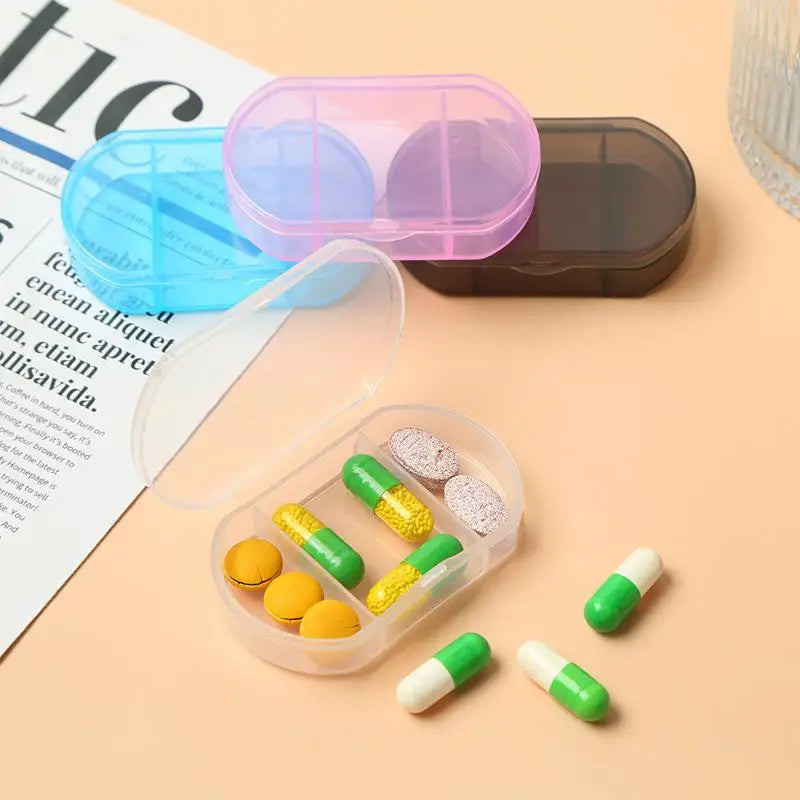 4-Pack Mini BPA-Free Pill Organizer | 2-Compartment Travel Box Pill Organizer Box QXL