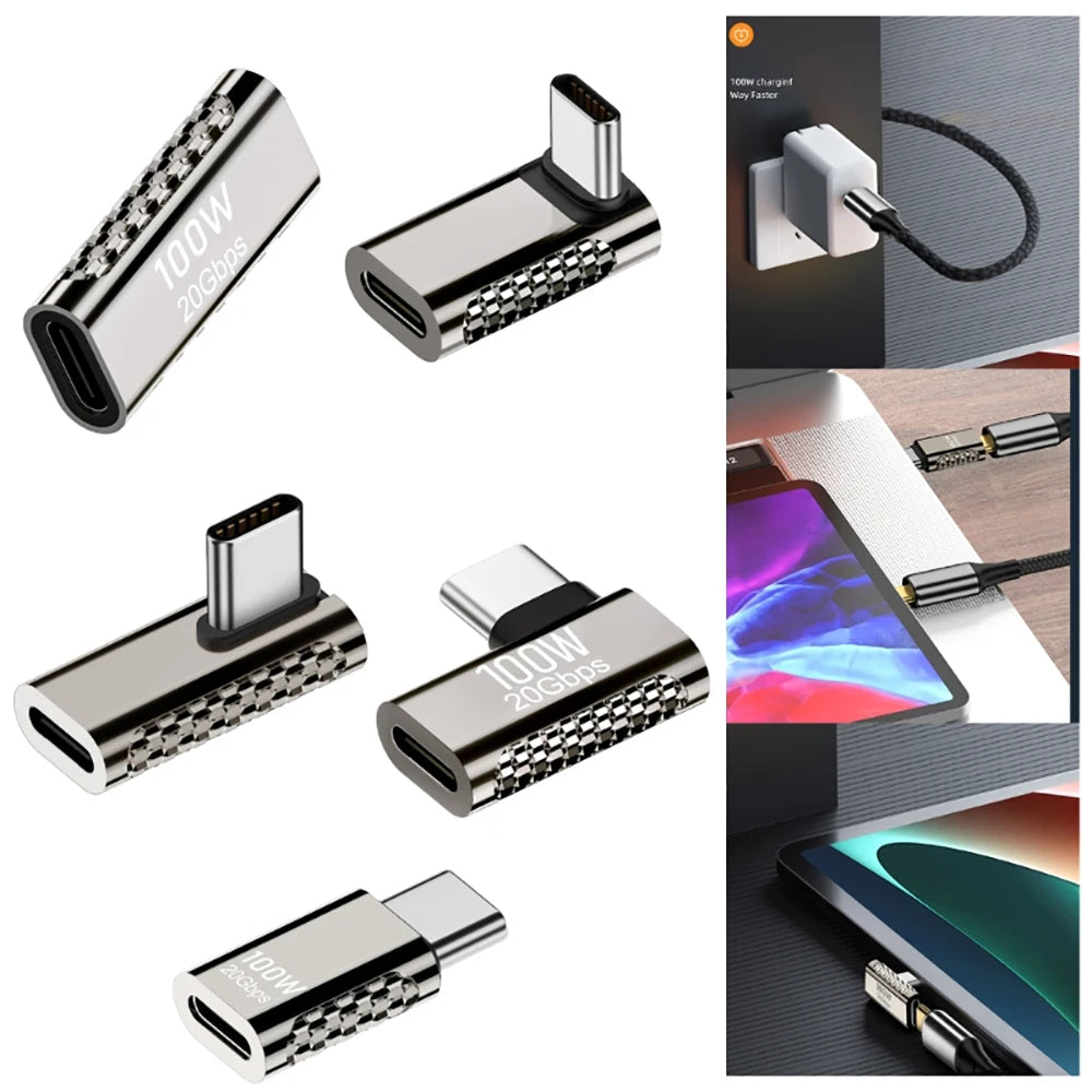 100W USB-C 90° Adapter | 20Gbps PD Fast Charging & OTG USB-C Adapter QXL