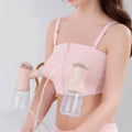 Hands-Free Pumping Bra | Cotton Wire-Free Nursing Bra Nursing Pumping Bra QXL B104 Pink One Size