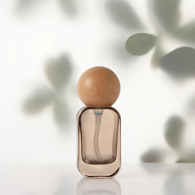 Glass Pump Bottle Wood Lid 20–120ml | Refillable Lotion & Oil Jar Refillable Pump Bottle QXL