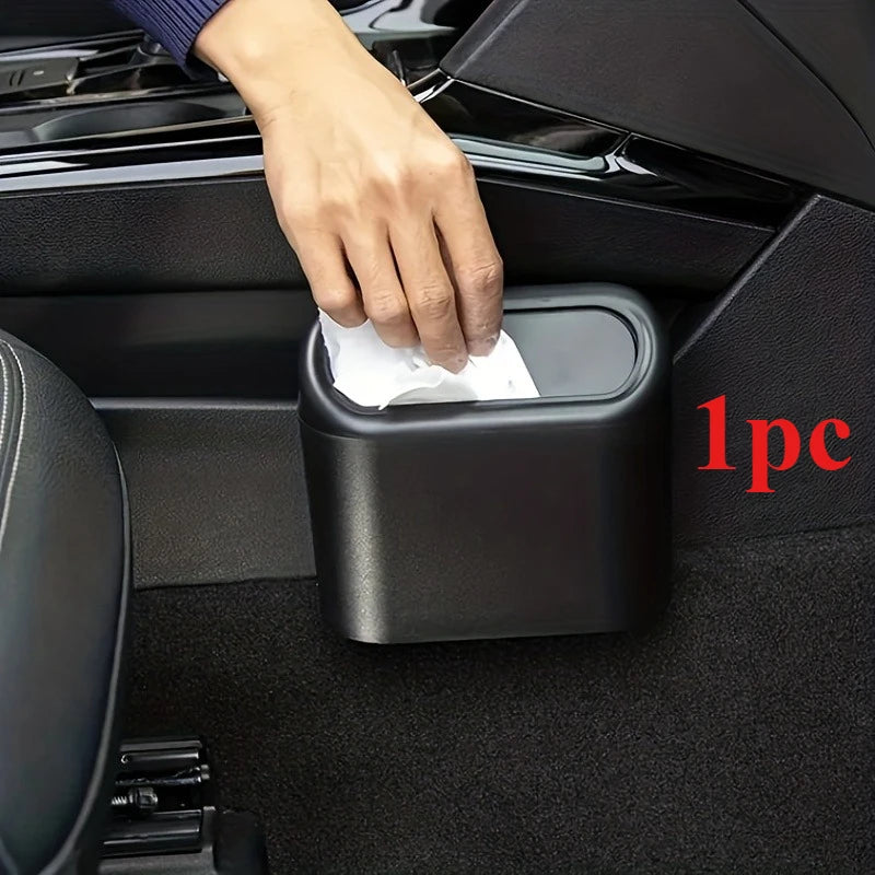 Car Mini Trash Can & Sorting Storage Box | Rolling Lid Car Storage Organizer QXL black 1pc