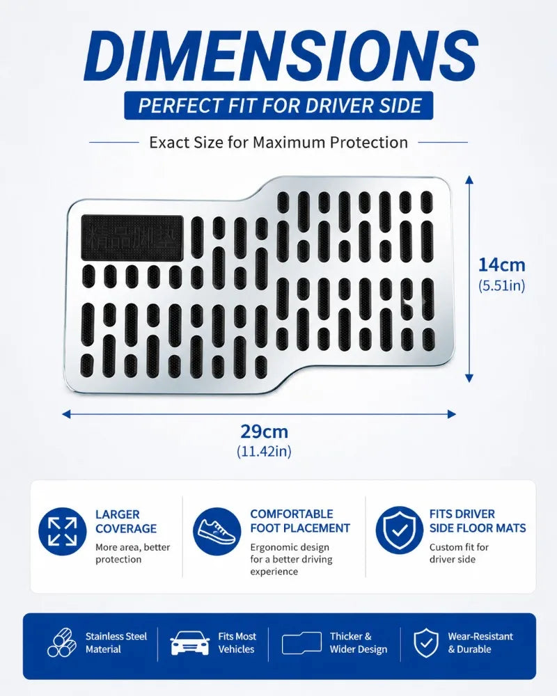 Stainless Steel Car Heel Pad | Anti-Slip Floor Mat Protector Car Floor Mat Protector QXL