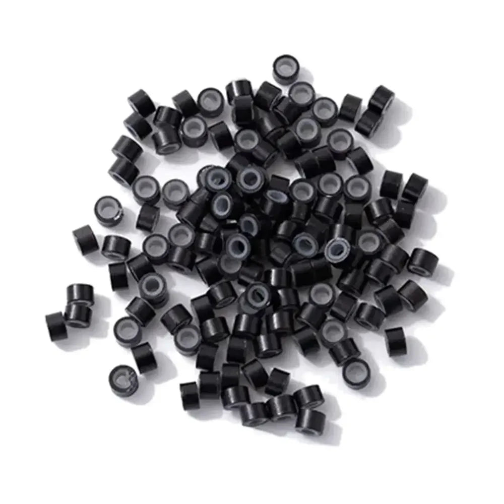 500-Pack Silicone Nano Hair Rings | 5-Color Micro Bead Links Hair Extension Beads QXL black