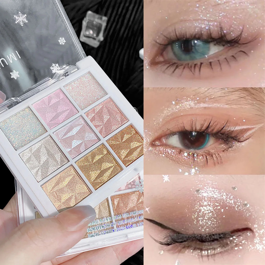 9-Color Glitter Eyeshadow Palette | Shimmer & Pearlescent Eyeshadow Palette QXL