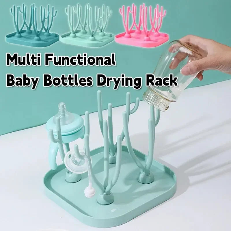 Baby Bottle Drying Rack with Drip Tray | BPA-Free Pacifier Holder Baby Bottle Drying Rack QXL