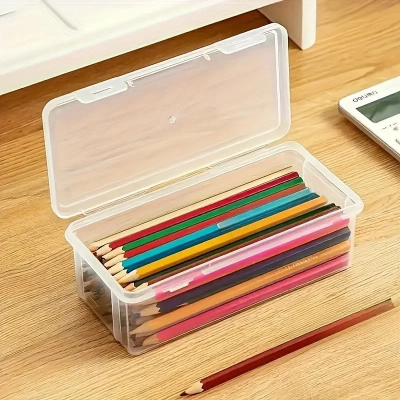 Large Transparent Pencil & Marker Storage Box – 19×9×6cm Pencil Storage Case QXL
