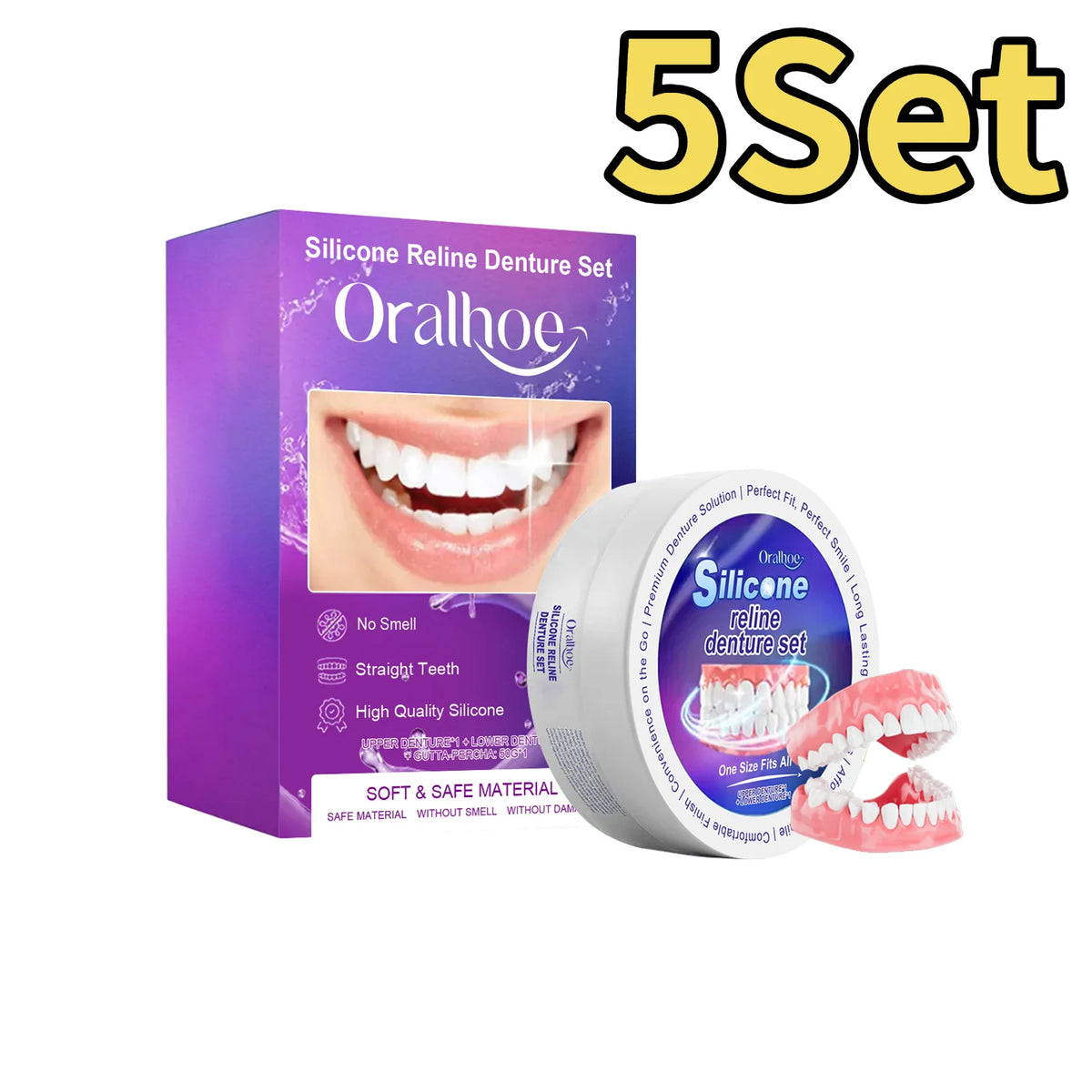 Silicone Temporary Denture Set | Flexible Simulation Teeth Temporary Denture Set QXL 5Set