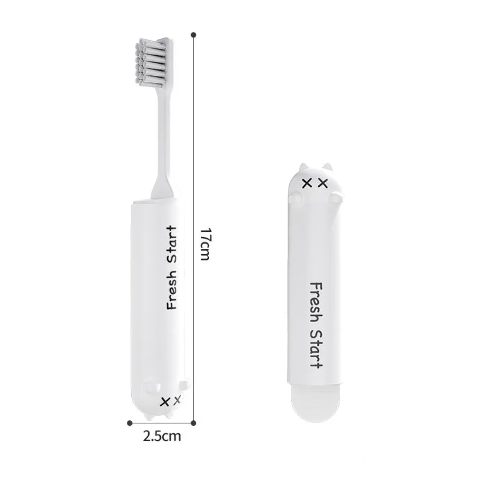 Foldable Travel Toothbrush | Soft Bristle Portable Dental Brush Travel Toothbrush QXL White