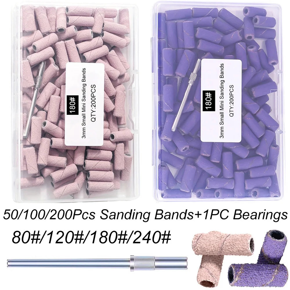 3mm Mini Sanding Bands for Nail Drill | 80–240 Grit | FUMOSIK Nail Sanding Bands QXL