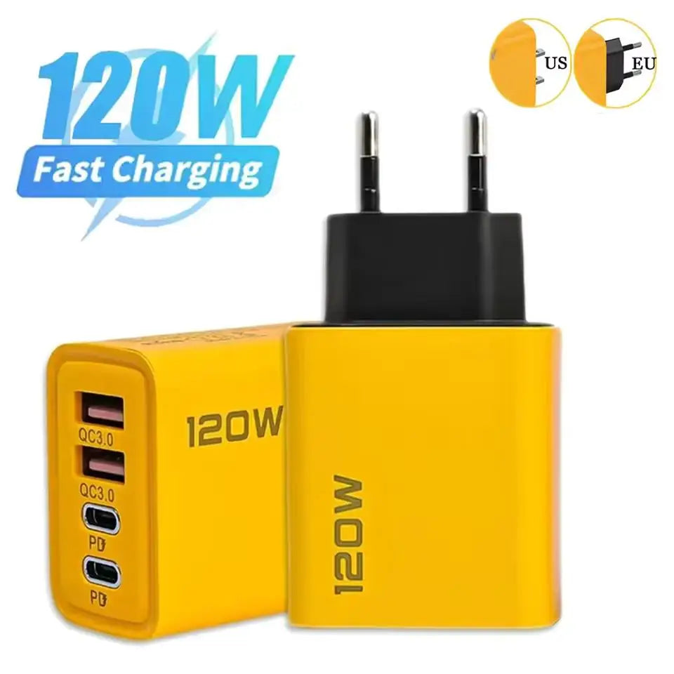 120W 4-Port USB-C PD Wall Charger | Quick Charge 3.0 USB Wall Charger QXL