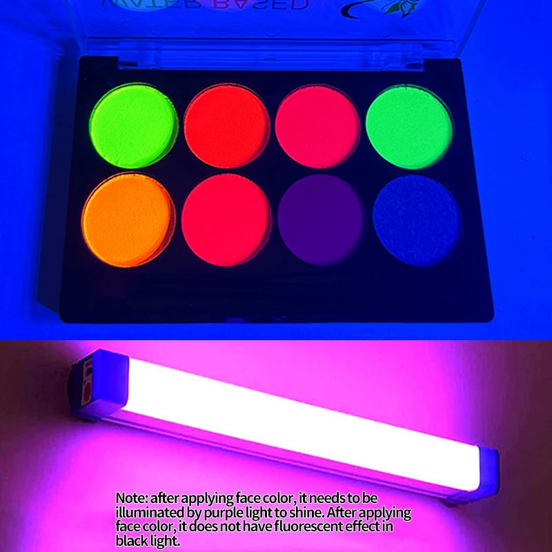 UV Glow Face & Body Paint Set | 8 Colors + Brush, 5-Pack UV Face Body Paint QXL