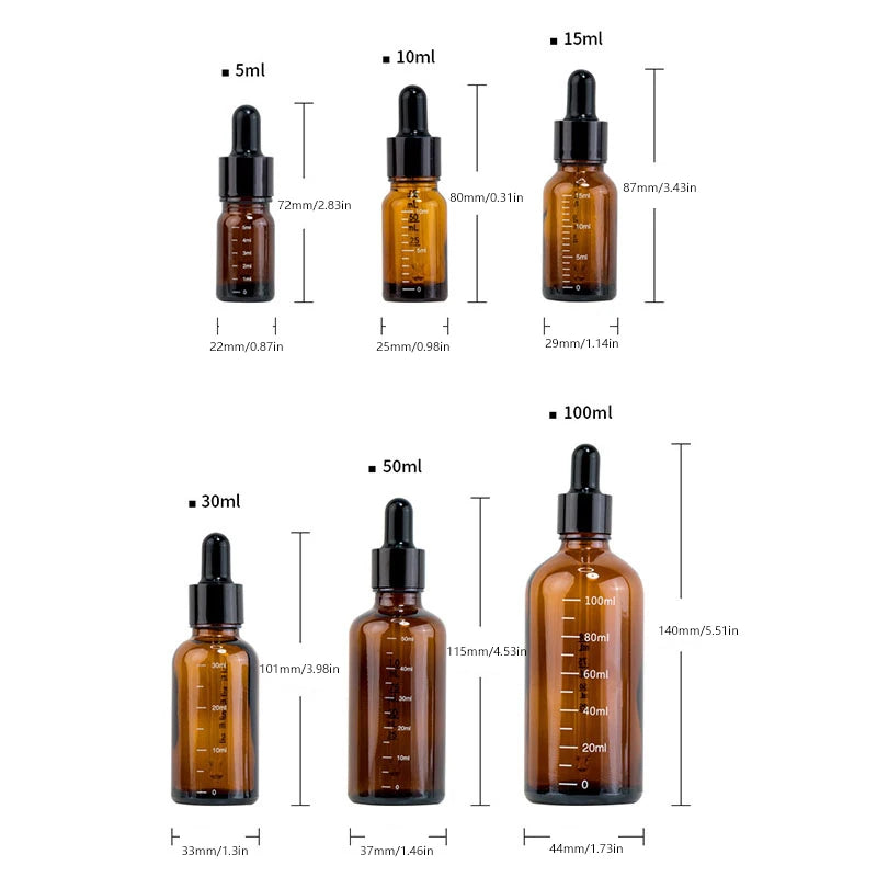 Amber Glass Dropper Bottles 5ml–100ml | Graduated Pipette Glass Dropper Bottle QXL