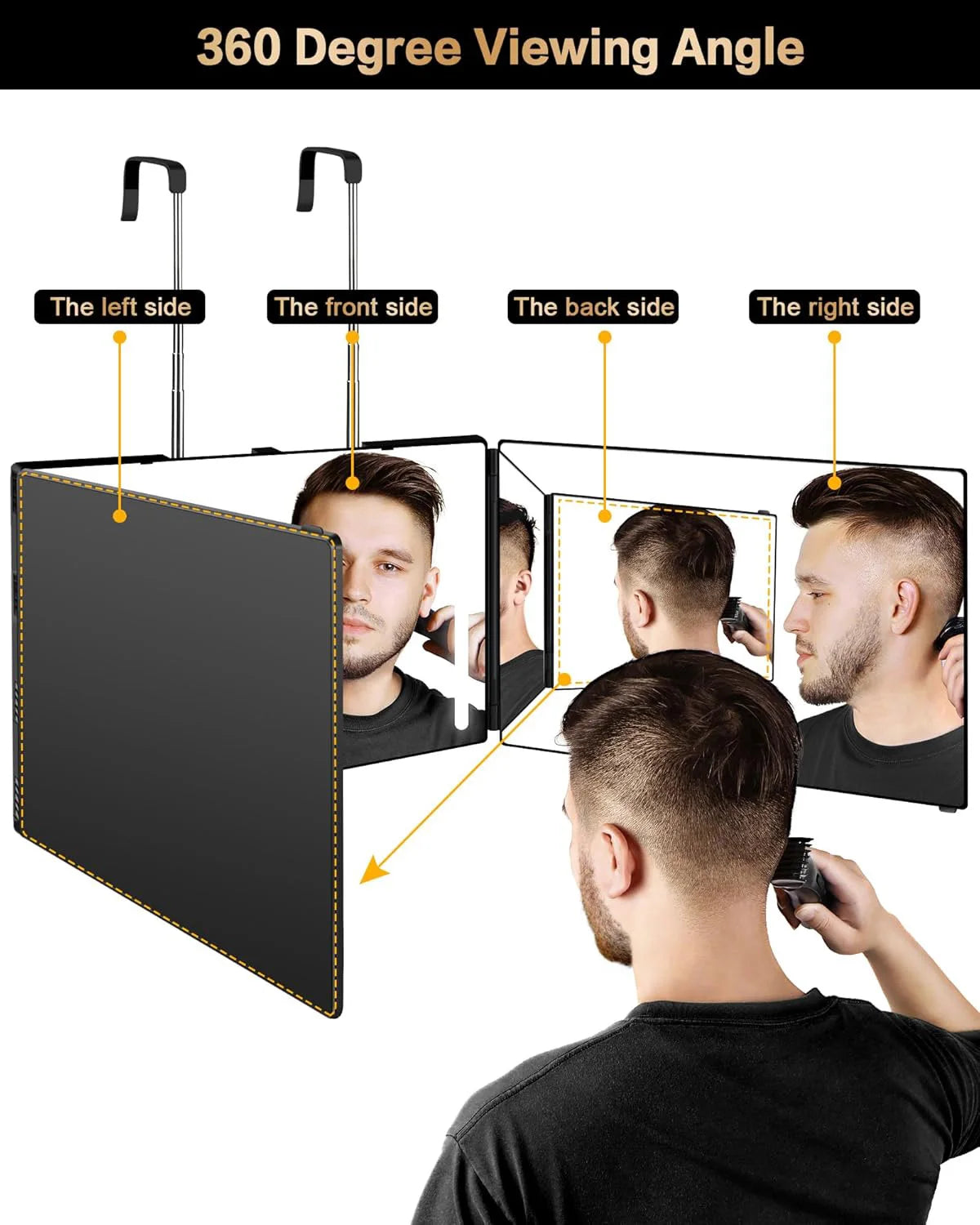 LED Trifold 3-Way Mirror with Lights | Adjustable Height LED Vanity Mirror QXL