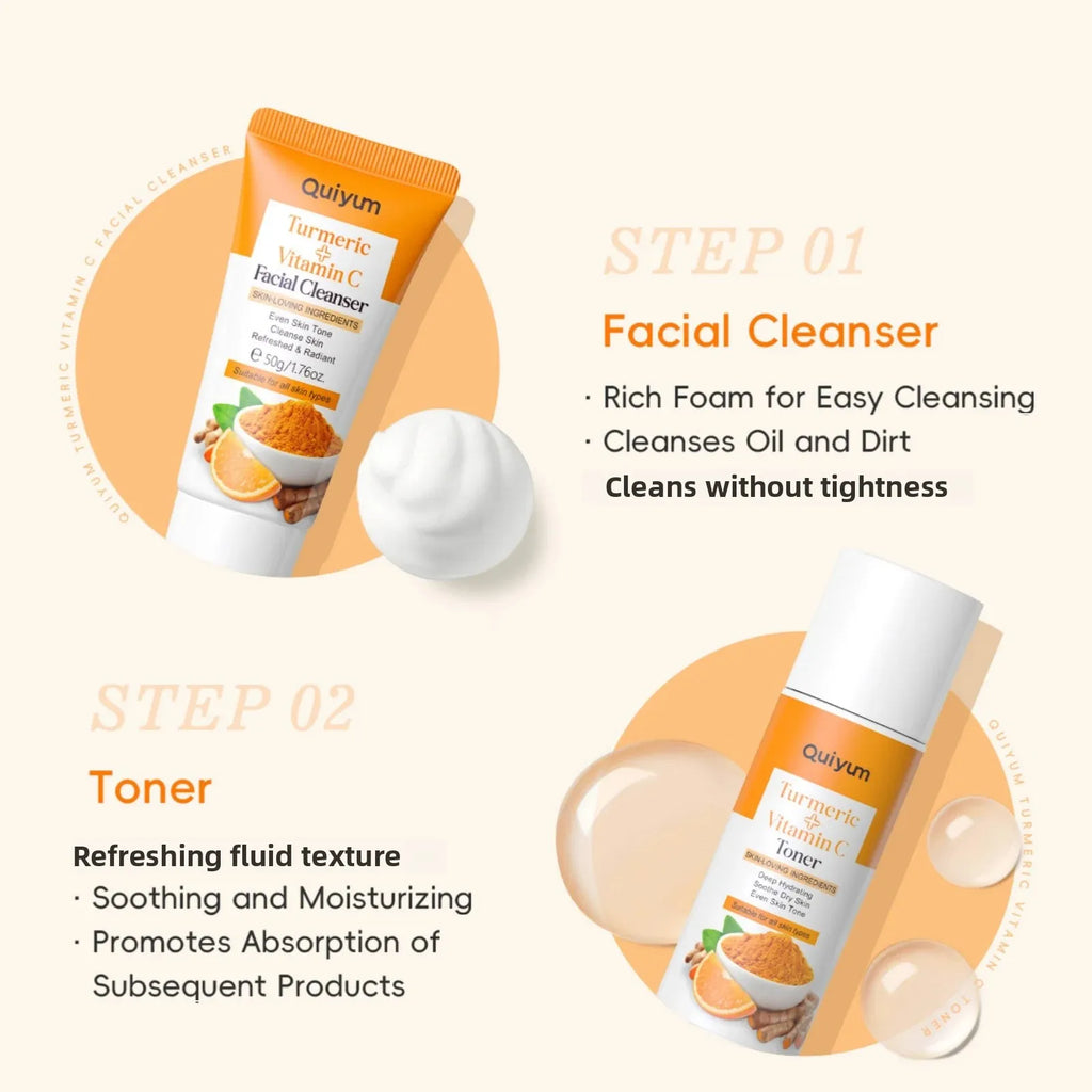 QUIYUM Turmeric Vitamin C 5-Piece Facial Skincare Set Facial Skincare Set QXL