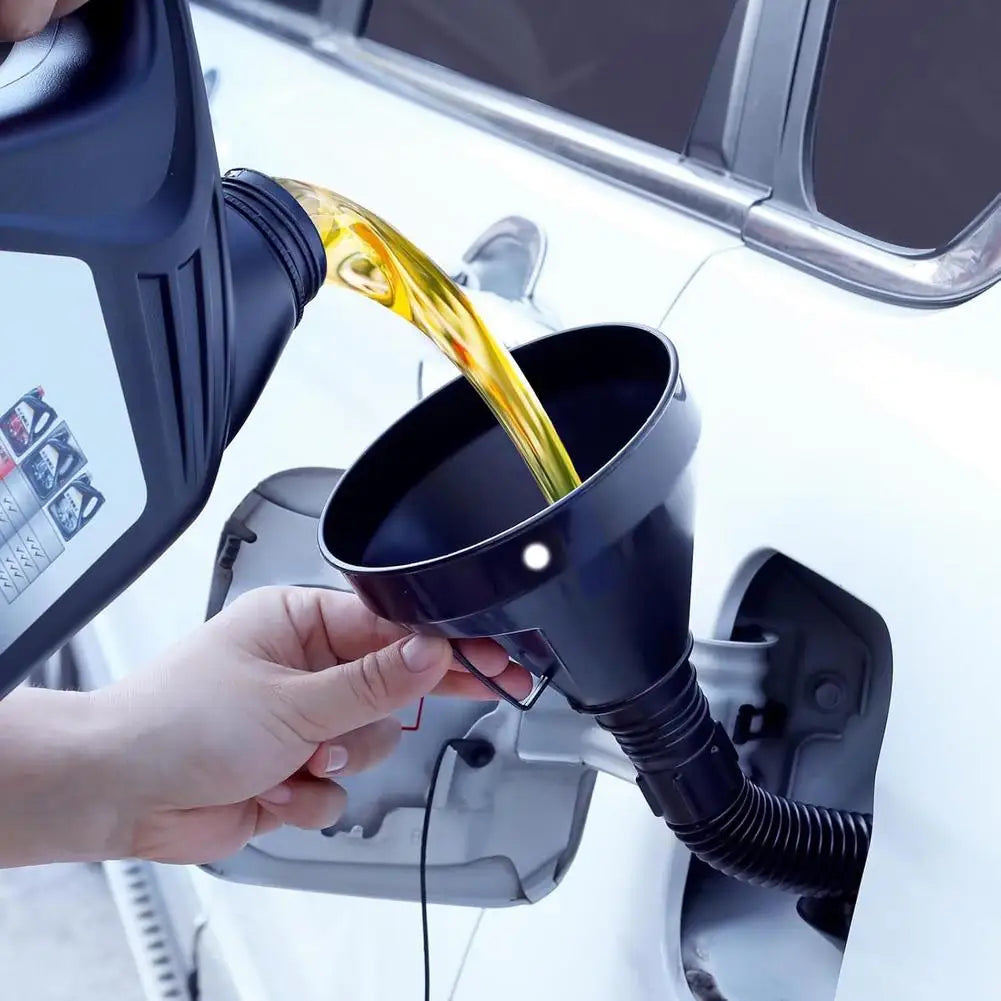 Flexible Right Angle Oil Filling Funnel Set | Wide Mouth Automotive Oil Funnel QXL