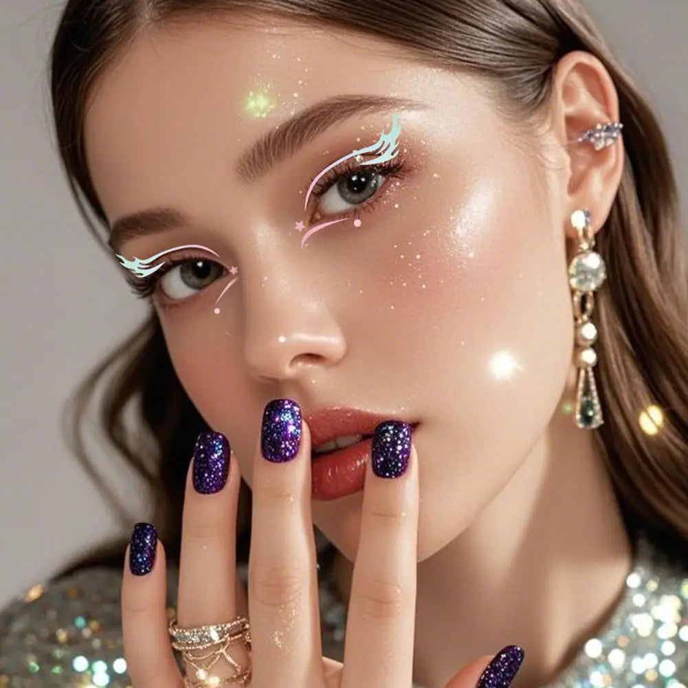 Glitter Laser Temporary Tattoo Face Stickers | Festival Decals Temporary Tattoo Stickers QXL