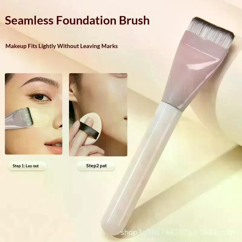 Foundation Brush, Mixing Palette & Powder Puff Set | 3-Piece Makeup Brush Set QXL