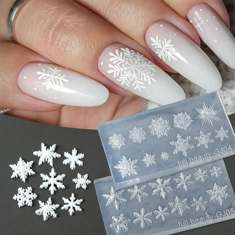 3D Snowflake Silicone Nail Art Mold | Christmas Stamping Nail Art Mold QXL