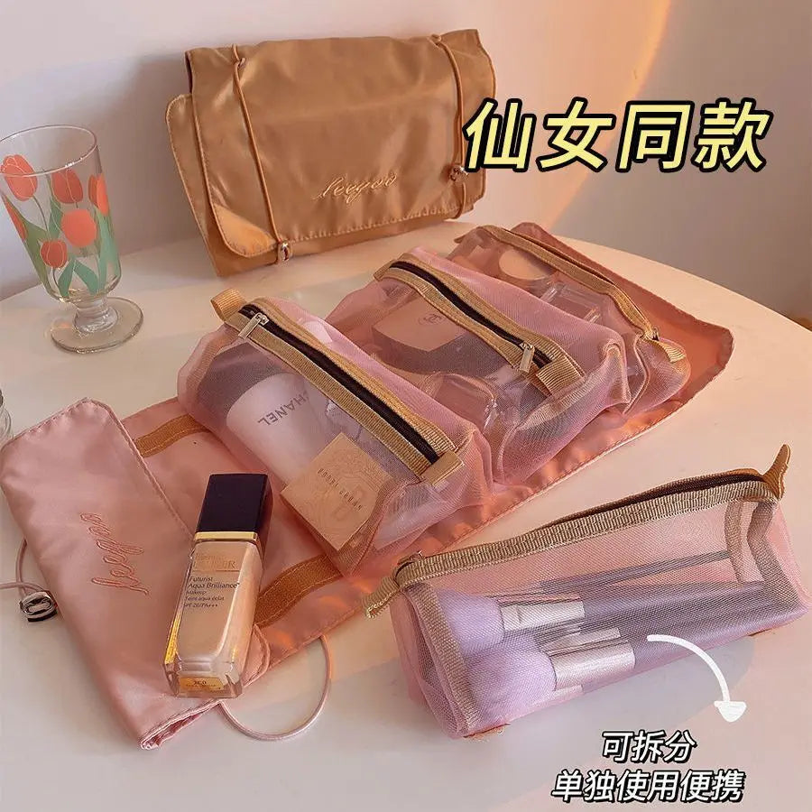Large-Capacity Travel Makeup Bag with Pencil Storage Travel Makeup Bag QXL