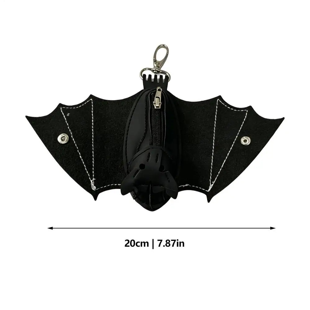 Gothic Bat Coin Purse PU Leather Keychain Wallet Foldable Wings Gothic Coin Purse QXL 1pcs