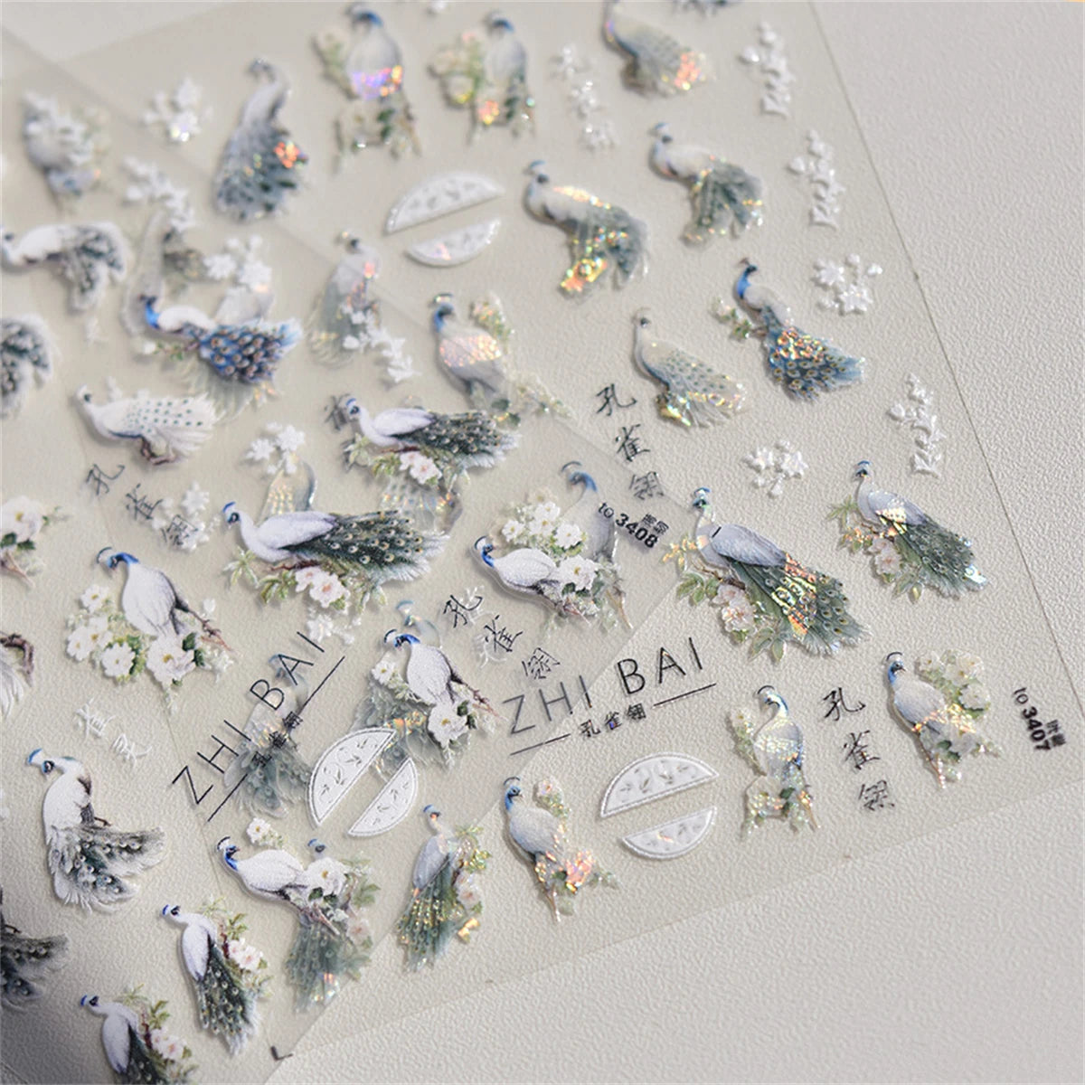 5D Laser Nail Art Stickers – Peafowl & Phoenix Decals Nail Art Stickers QXL