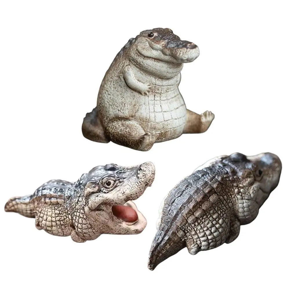 Mini Chubby Crocodile Figurines | Resin Collectible Ornament Resin Figurine Ornament QXL 3PCS MIX