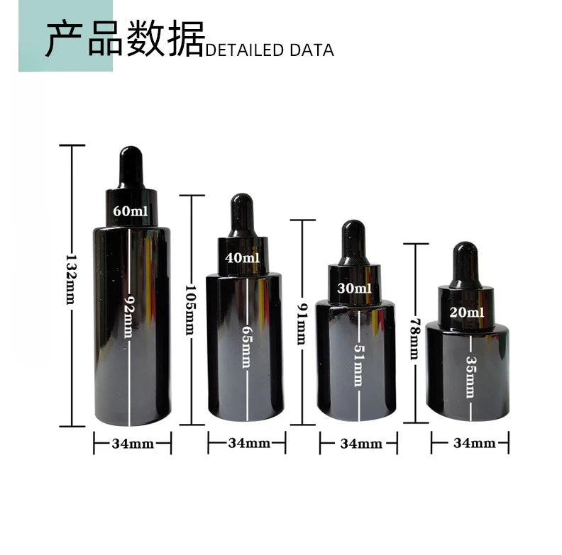 Black Glass Dropper Bottles 20ml 30ml 60ml | Serum & Essential Oil Glass Dropper Bottle QXL