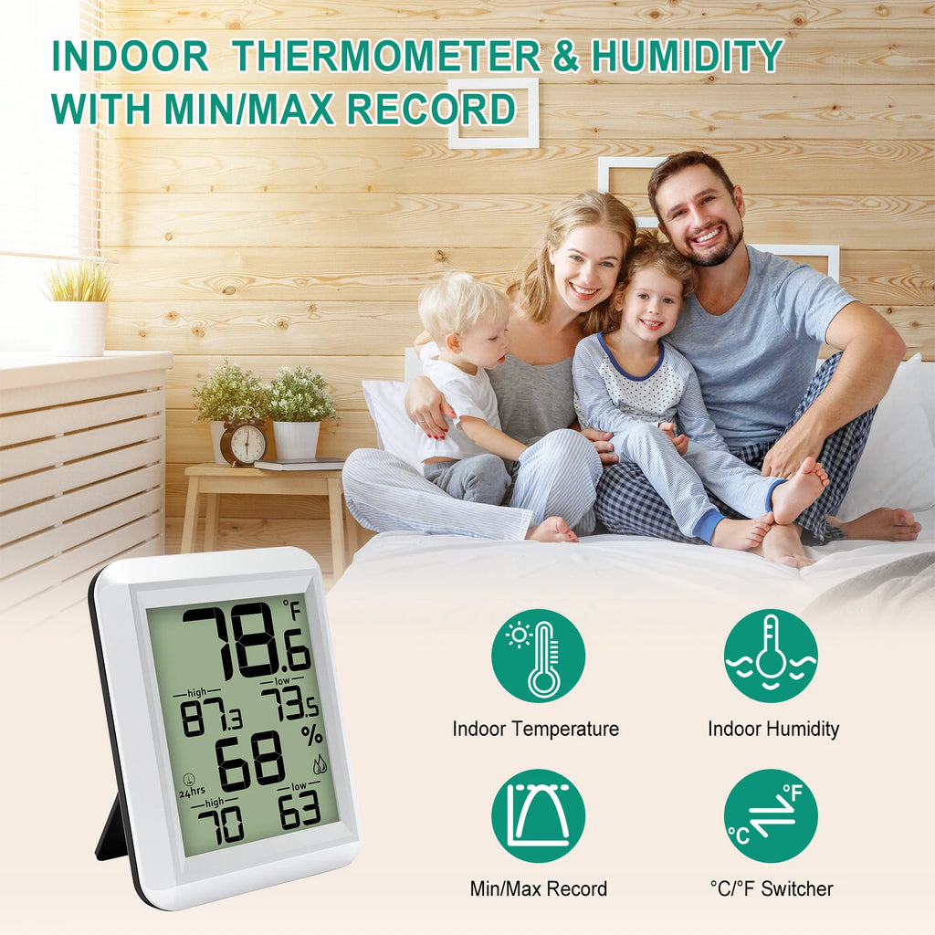 Digital Hygrometer Thermometer | Large Display & 24H Memory Hygrometer Thermometer QXL