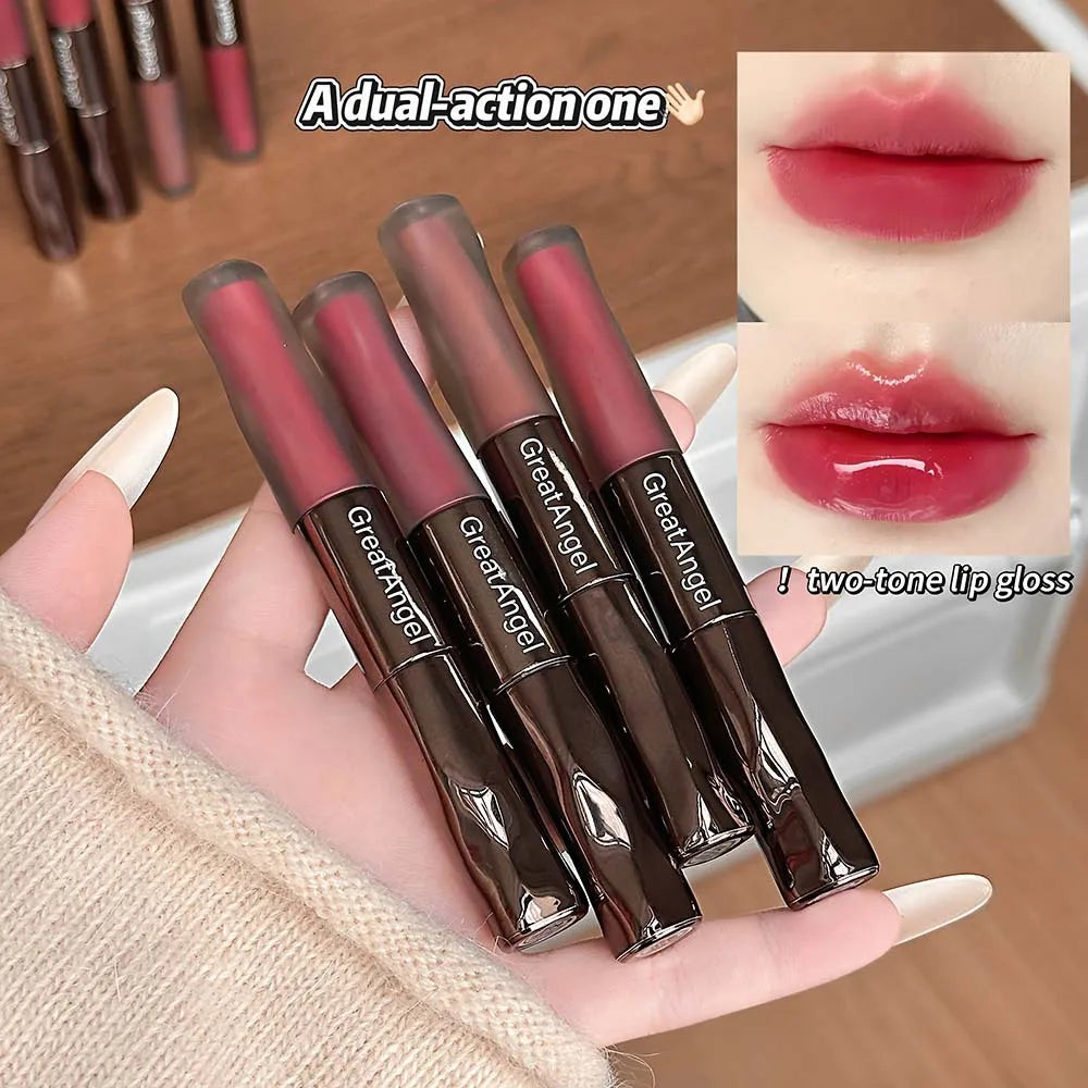 Dual-Ended Matte Velvet & Gloss Lip Color Pen | Long-Lasting Dual-Ended Lip Gloss QXL