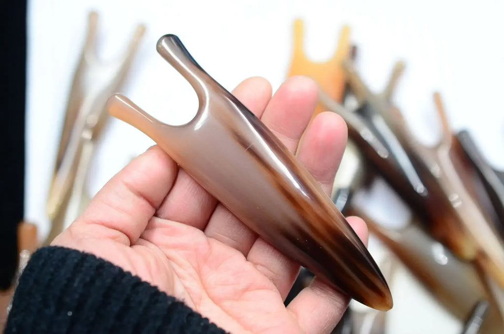 Natural Cow Horn Nose Bridge Gua Sha Massager | Ox Horn Facial Gua Sha Tool QXL