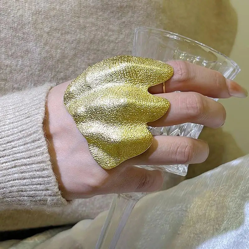 3D Irregular Texture Wide Band Statement Ring | Adjustable Statement Ring QXL